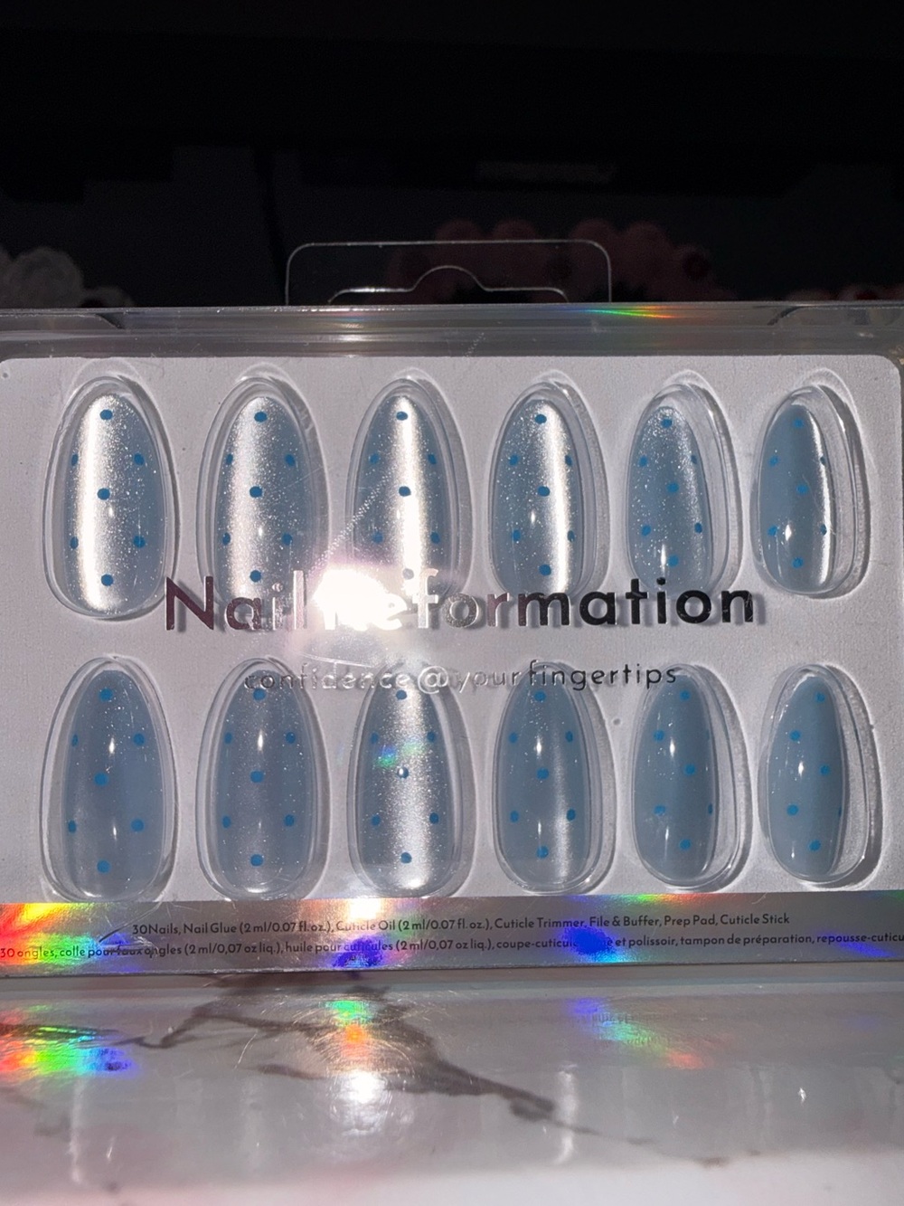Nail Reformation Blue Polka Dot Cat Eye Press On Nails